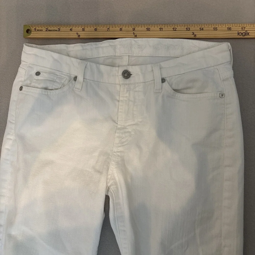 7 For All Mankind 29‎ WHITE Kimmie Crop Mid Rise STRETCH Denim Women's Jeans EUC
